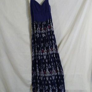 Blue Aztec Pattern Maxi Dress